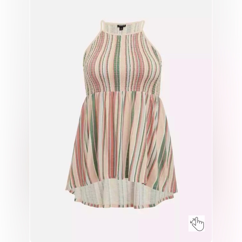 *Torrid Super Soft Smocked High Neck Babydoll Top Multi Stripe Size 0 0X